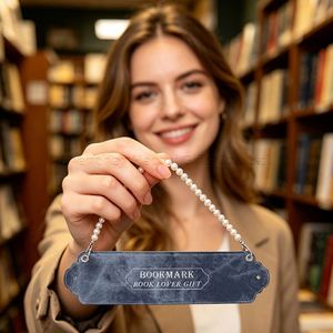 Detachable Chain Strap Embossed PU Leather <b>Bookmark</b> Purse with Carrying Handle Multi-Functional Book Carrier Women Reader Gift - Product Image 2