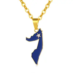 African Somalia Country Map And Flag Pendant Necklace For Women Men Jewelry