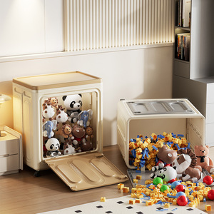Large capacity flip-top toy storage <b>box</b>, thickened seasonal organizer for <b>clothes</b> and quilts, with wheels, portable. - Product Image 1