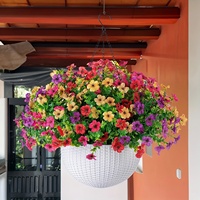 Panier suspendu blanc fleur artificielle Violet fausse fleur extérieur intérieur décoration murale jardinage panier suspendu plante suspendue
