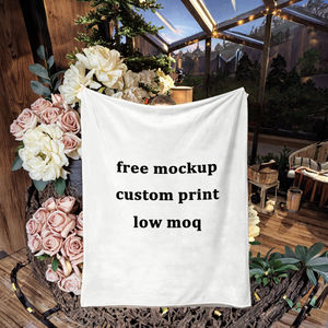 低MOQカスタムロゴ名入りテキスト入りブランケット、カスタムブランケット、ベッドソファ用スローブランケット、ロゴ入りカスタムプリントブランケット - Product Image 1