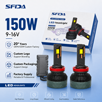 Faro LED Súper Brillante de 150W 15000LM para Auto, Bombilla 9012 880 SFIDA V30, Aleación de Aluminio, PCB de Cobre, IP67, Fabricante Mayorista