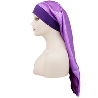 Bonnet en satin de haute qualité réglable avec bande élastique, bonnet pour cheveux bouclés anti-frisottis en soie pour cheveux longs