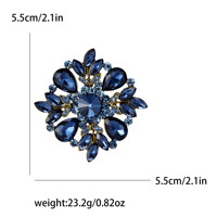 Bros Kristal Bunga Multi Kelopak Vintage, Bingkai Logam Antik Berlapis Emas, Pin Berhiaskan Rhinestone Berkilau Campuran Potongan Campuran