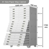 Grande carte en papier de taille A1 en acier moderne, classeur plat à 5 tiroirs, meuble de rangement pour le bureau d'art, l'architecture et la conception de plans d'étage