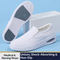 Chaussures d'infirmière pour hommes et femmes, semelles souples à coussin d'air, cuir véritable, respirantes, légères, antidérapantes, durables, grande taille