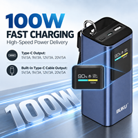 Batterie externe 100W bleue 20000mAh, chargeur portable avec double sortie Type-C, charge rapide PD, écran TFT MG-G210