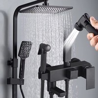Nouvelle Douche Complète 4 Fonctions en Laiton Noir Mat Haute Pression Effet Pluie pour Salle de Bain 2026