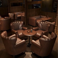 Meubles de bar en bois massif de style européen moderne pour restaurants, hôtels, cafés haut de gamme, ensembles de tables, canapés en cuir, chaises