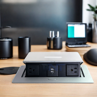 Double chargeur USB et multiprise 5A IP44 Prise de bureau en aluminium avec double prise de courant US Prise de table