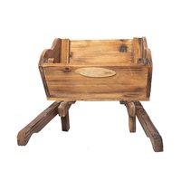 Grand support de pot de fleurs en bois massif de palissandre, écologique et durable, pour jardin extérieur, en forme de brouette