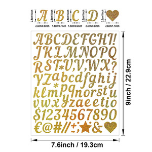 Metalik vinil Glitter mektuplar ve alfabe numarası çıkartmalar işareti ve fincan dizüstü levhalar ambalaj dekorasyon için - Product Image 6