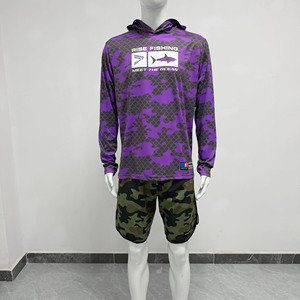 เสื้อตกปลาแบบมีฮู้ดลายเรืองแสง พิมพ์ลายสไตล์ทะเล ระบายความชื้นได้ดี ผลิตจากโพลีเอสเตอร์ 100% สำหรับการตกปลา - Product Image 2