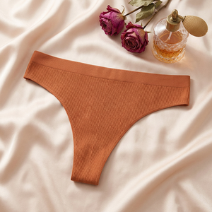 Wholesale Women's <b>Seamless</b> Ribbed <b>Thong</b> Panties Solid Color Low-rise Sexy Women Panties Breathable Sports Yoga T-back <b>Thong</b> - Product Image 4