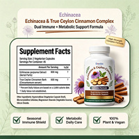 Capsules de complexe d'échinacée purpurea et de cannelle de Ceylan véritable, marque privée OEM, soutien immunitaire et métabolique double, haute puissance, végétalien