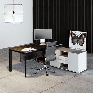 Scrivania Direzionale a <span class=keywords><strong>L</strong></span> Estensibile LYSUN in MFC Grigio Rovere Ombreggiato con Mobile Laterale, Vendita Diretta dalla Fabbrica - Product Image 1