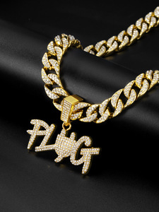 18K Gold Plated Zinc Alloy Fully Iced Out Trendy <strong>PLUG</strong> Pendant Hip Hop <strong>Plug</strong> Design Letter Charm for Cuban Link <strong>Chain</strong> - Product Image 1