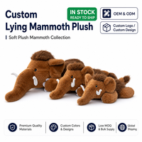 Peluche de mamouth simulée en gros, jouet en peluche d'éléphant, poupée en peluche, cadeau d'anniversaire, peluches personnalisées, animaux en peluche