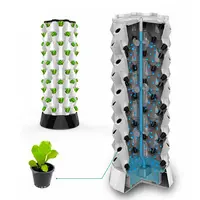 水耕栽培タワーアクアポニクスグローシステム | 屋内および屋外のハイドレーションポンプ、タイマー、アダプター、ネットポット用の成長キット (80ポット)