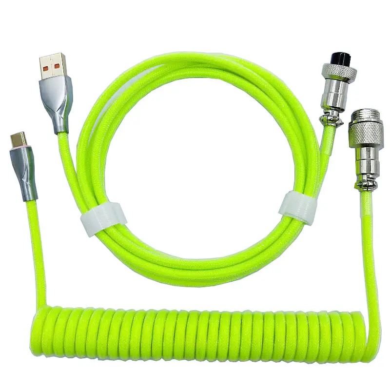 شبكة صيد منسوجة خضراء مخصصة من طبقة USB إلى كابل لوحة مفاتيح ميكانيكي