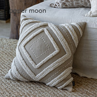 Housse de coussin de luxe Wabi Sabi, coussin décoratif géométrique en chenille tuftée pour le salon, décoration de la maison