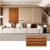 Échantillon gratuit de style moderne Panneau mural à lamelles cannelées 3D en WPC avec revêtement en bois plastique composite imperméable