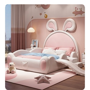 <span class=keywords><strong>Lit</strong></span> en cuir rose en forme de lapin JS Modern pour chambre de filles, cadre en bois massif et cuir microfibre, ensemble de meubles de <span class=keywords><strong>lit</strong></span> de princesse - Product Image 5