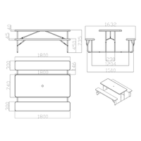 Table de pique-nique rectangulaire portable moderne et légère pour l'extérieur, en plastique, 6 pieds, pliable, avec trou pour parasol, pour usage scolaire