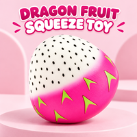 Jouet à presser Dragon Fruit en gros, jouet fantaisie inspiré du fruit rose et blanc avec emballage en sac transparent