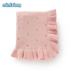 Coperte per Neonati Mimixiong in Vendita, Coperta in Maglia Traforata con Bordo Arricciato, Copriletto per Neonati - Product Image 3