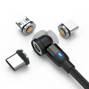 Groothandel 540 Graden Roteren Magnetische Multi Usb Oplaadkabel 3 In 1 Snellaadoplader Mobiele Telefoon Adapter Usb-Kabel