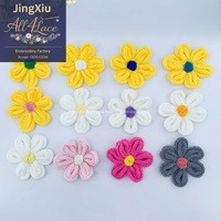 Applique florale 3D au crochet, faite main, motif marguerite et tournesol blanc, à coudre, tissée à la main, pour vêtements d'enfants, fourniture d'usine