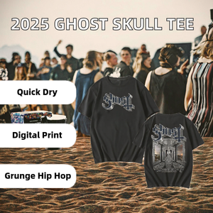 เสื้อยืดยูนิเซ็กซ์ลายตัวอักษรวงดนตรี Ghost รุ่นใหม่ปี 2025 แฟชั่นแนวเฮฟวีเมทัล ซัมเมอร์ กรันจ์ ฮิปฮอป ผ้าฝ้าย 100% เป็นมิตรกับสิ่งแวดล้อม ระบายอากาศได้ดี - Product Image 2