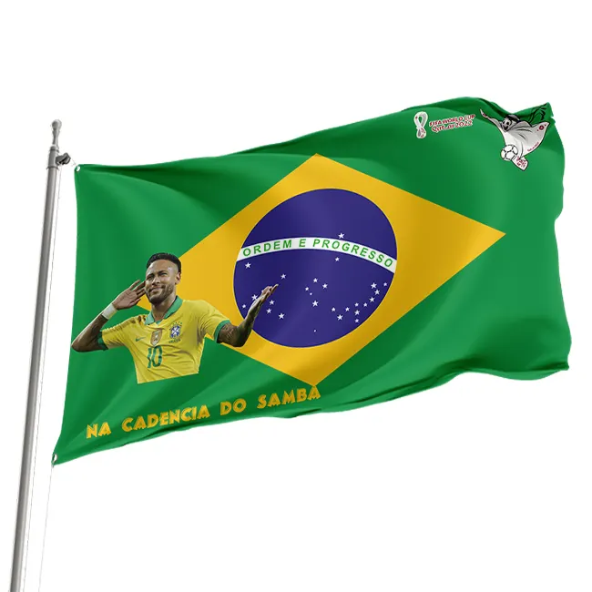 Bandeira neymar do brasil de alta qualidade, 3 * 5ft, fivela de cobre de metal, impressão dupla face, atacado, neymar