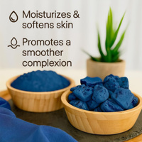 Savon facial artisanal marocain à l'indigo Nila, barre nettoyante naturelle enrichie en huile d'argan et beurre de karité, éclaircissant et unifiant le teint.
