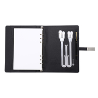 Libreta A5 de Cuero con Logotipo LED Multifuncional Personalizada de Fábrica, Banco de Energía de 8000 mAh, Carga Inalámbrica y Unidad Flash USB