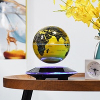 Globo Terráqueo Magnético Levitante de 14 cm, Base Dorada para Educación Geográfica, Globo Flotante, Decoración para el Hogar y la Oficina