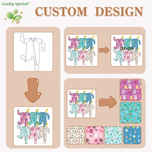 Roupas de Bebê por Atacado para a Páscoa Primavera Pijamas de Bambu Personalizados para Crianças Macacão Longo com Zíper - Product Image 3