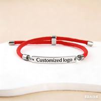 Bracelet d'identification en acier inoxydable électroplaqué, cordon tressé réglable, unisexe, gravable, cadeaux de fêtes, vente en gros