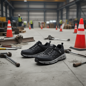 Chaussures de sécurité athlétiques pour hommes Vevor, embout en acier, noir, taille 13, baskets de travail, semelle extérieure en caoutchouc, semelle intermédiaire en EVA, tige synthétique - Product Image 2