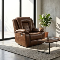 Fauteuil inclinable de luxe Frank en cuir respirant marron, zéro gravité, pour home cinéma moderne