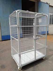 पहियों के भंडारण पिंजरे के साथ स्टील ट्रॉली गाड़ी, दरवाजे 1 ऊओकिलोग्राम क्षमता के साथ 3 पक्षीय रोल केज - Product Image 3