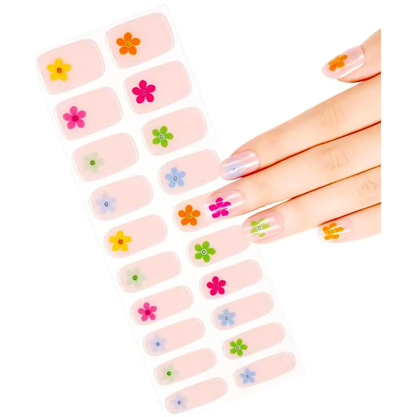 Macaroon Flower New Semi Cured Gel Nail Wraps Sticker Girl Style Nail Gel Sticker Semicurada