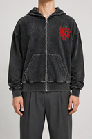 Sweat-shirts pour hommes 2XL d'hiver, 100% coton, broderie personnalisée, fermeture éclair, effet délavé, coupe oversize, décontractés, épais