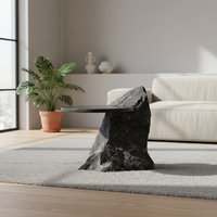 Table basse de luxe en plastique renforcé de fibre de verre avec plateau en marbre naturel, design artistique sculptural, modèle moderne pour salons
