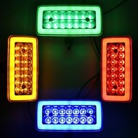 Feu arrière de camion rectangulaire 14 LED, feu antibrouillard, fixation par boulon, ambre, bleu, blanc, vert, rouge, 12V 24V, remorque, bus, étanche