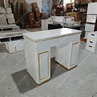 Salon de luxe moderne lumière ambiante marbre MDF Nail Desk Tech Tables Professional Mesa De Manicura Single Manucure Nail Table