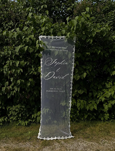 Letreros de Boda Románticos Personalizados con Nombre, de Tul Colgante, de Tela de Encaje Transparente, Letreros de Bienvenida para Decoraciones de Boda y Compromiso - Product Image 6