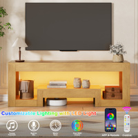 Soporte de TV Minimalista Estilo Japonés con Luces LED, Mueble para TV de 54.3 Pulgadas, Centro de Entretenimiento para TV de 45-65 Pulgadas, para Sala de Estar o Dormitorio