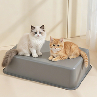 Bac à litière semi-fermé en plastique grande capacité anti-éclaboussures pour chats – Accessoire premium